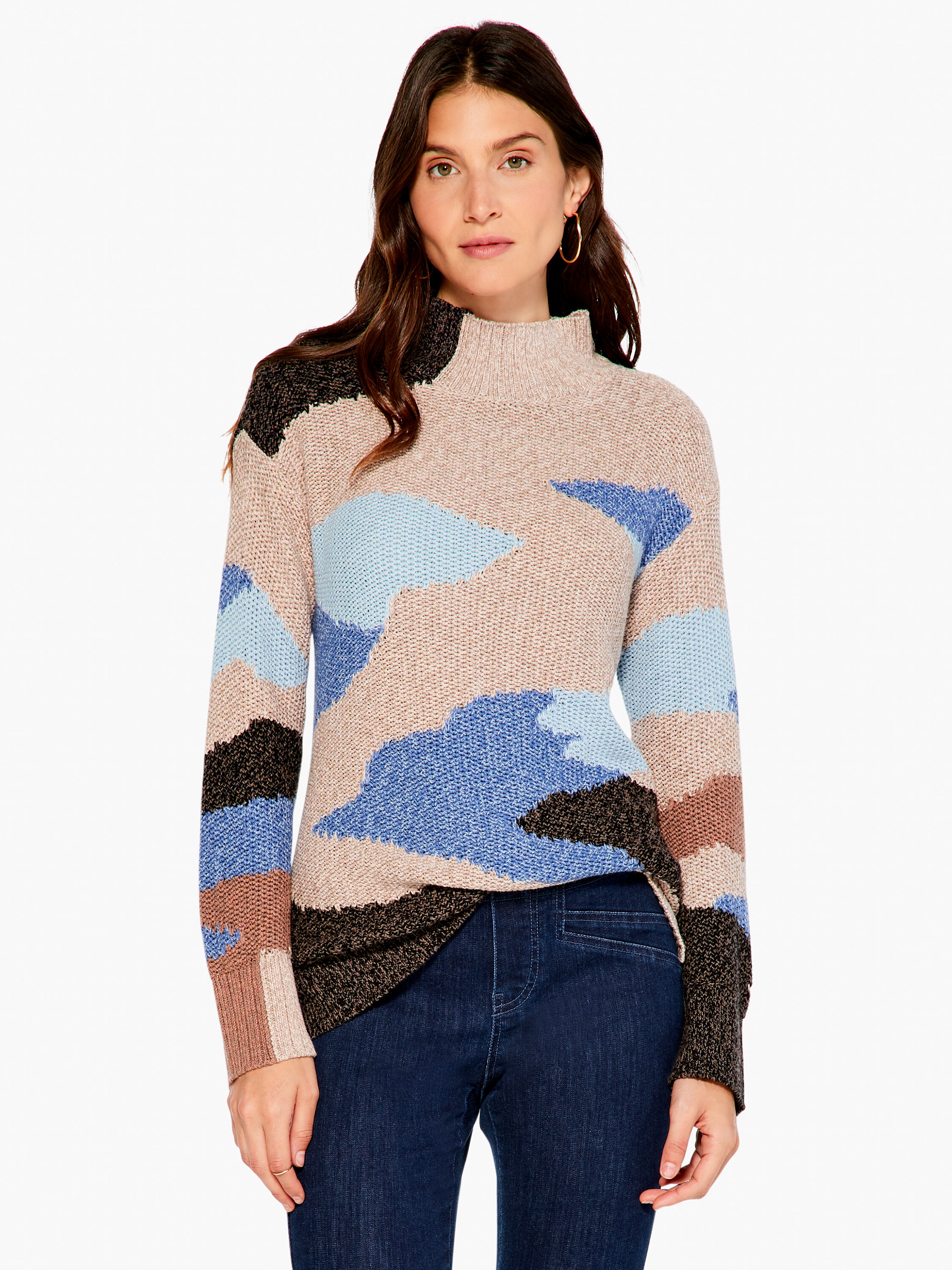 (取寄) ニックゾー レディース ピティート ウィンター ウェーブ セーター NIC+ZOE women Petite Winter Waves Sweater Blue Multi Winter Waves Sweater | NIC+ZOE